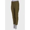 Green patterned straight trousers