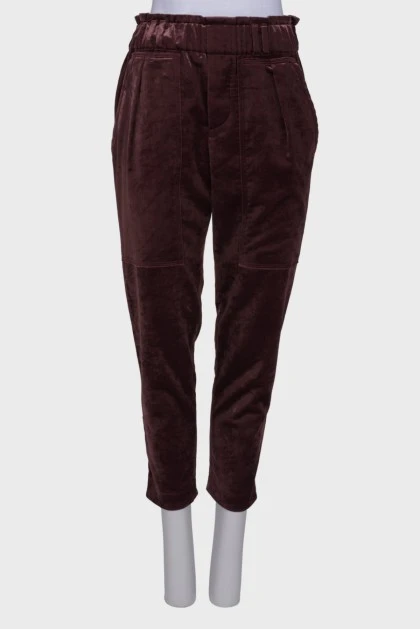Velor trousers with pockets