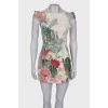 Dress in floral print with embroidered decor