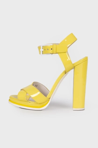 Yellow patent sandals