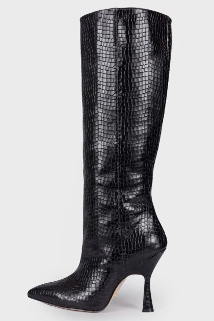 Embossed leather boots