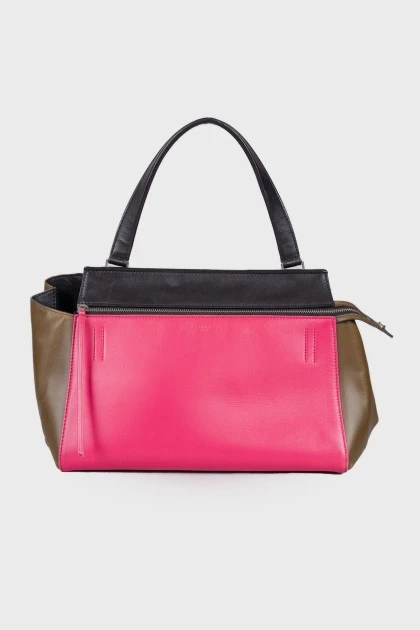 Leather trapezoid bag
