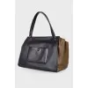 Leather trapezoid bag