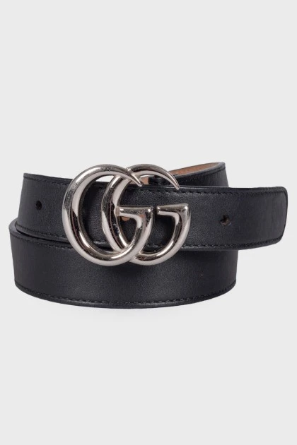 Leather belt with brand logo