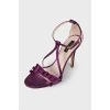 Dark purple sandals with a bow 