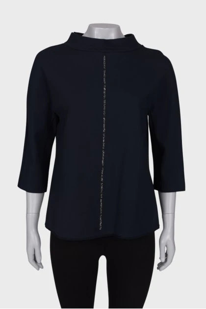 Navy jumper with rhinestones on the front