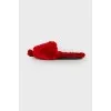 Slippers with red fur