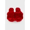 Slippers with red fur
