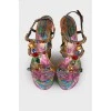 Decorated textile sandals
