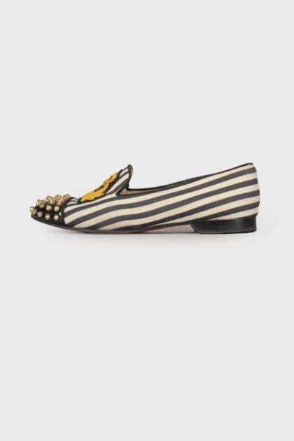 Striped textile loafers