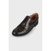 Leather brogues with golden rhinestones