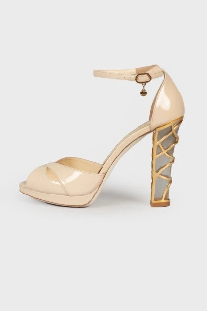 Patent high-heeled sandals