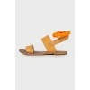 Orange weave leather sandals