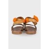 Orange weave leather sandals