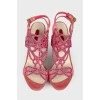 Pink sandals with rhinestones