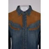Combination shirt with suede leather
