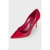 Raspberry patent leather shoes