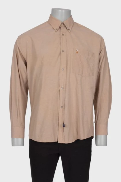Men's beige shirt with a pocket