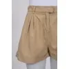 Beige pleated shorts