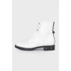 White patent leather boots