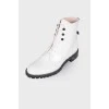 White patent leather boots