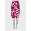 Beige skirt in pink floral print