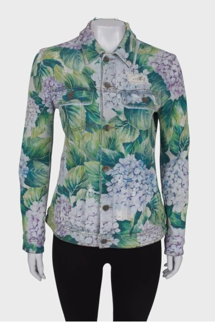 Denim jacket in floral print