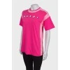 Pink T-shirt with logo and tag