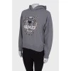 Gray embroidered hoodie