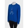 Blue sweatshirt with embroidery