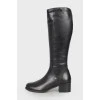 Leather block heel boots