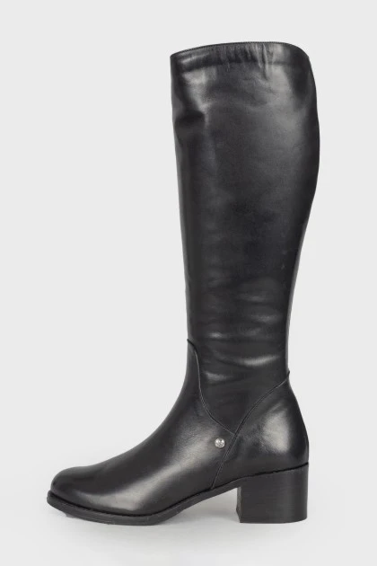 Leather block heel boots