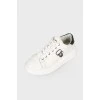 White leather sneakers with appliqué