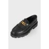 Leather loafers with gold-tone hardware