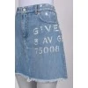 Washed effect denim skirt with tag