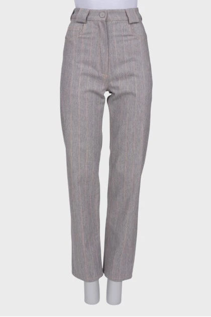 Gray trousers with embellished seams
