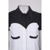 Black and white shirt with lantern sleeve