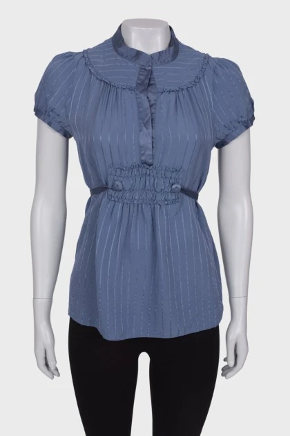 Lilac and blue short sleeve blouse