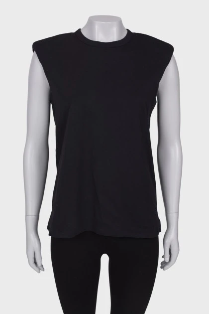 Black tank top with shoulder pads