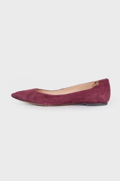 Suede ballet flats with pointed toe