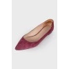 Suede ballet flats with pointed toe