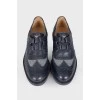 Dark blue leather oxford shoes