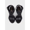 Leather block heel sandals
