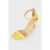 Yellow suede stiletto heel sandals
