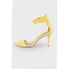 Yellow suede stiletto heel sandals