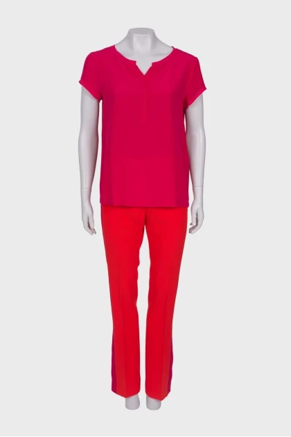Suit silk T-shirt and trousers