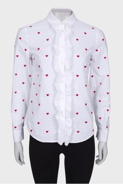 Blouse with hearts and ruffles