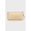 Gold tone leather clutch