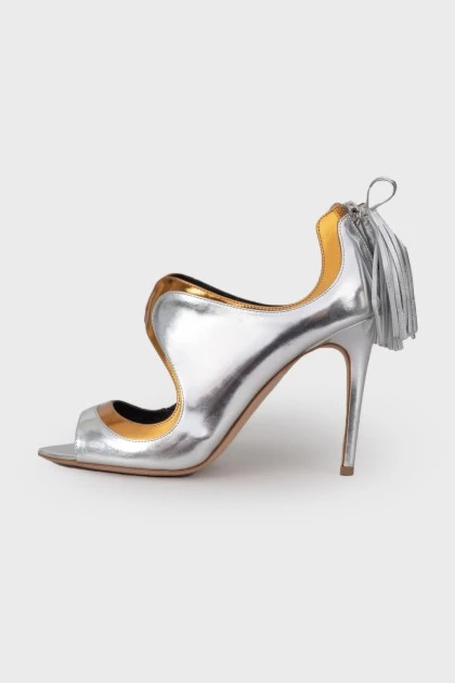 Silver tassel sandals