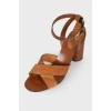 Suede wooden heel sandals